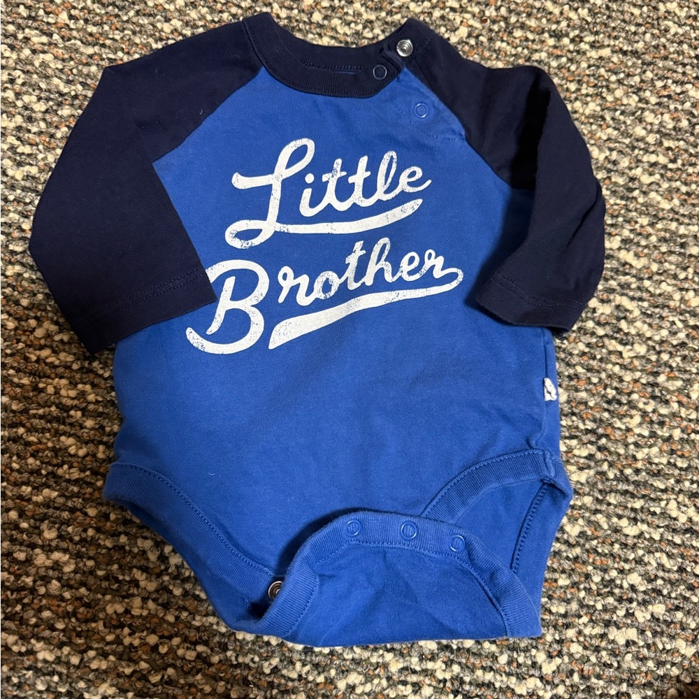 Blue 'Little Brother' Long Sleeve Onesie Gap 0-3mo